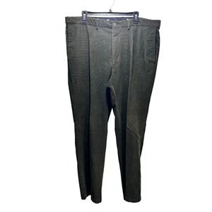 Hagar Corduroy Adjustable Waist Academia Flat Front Pants Men 42X32 Olive Green